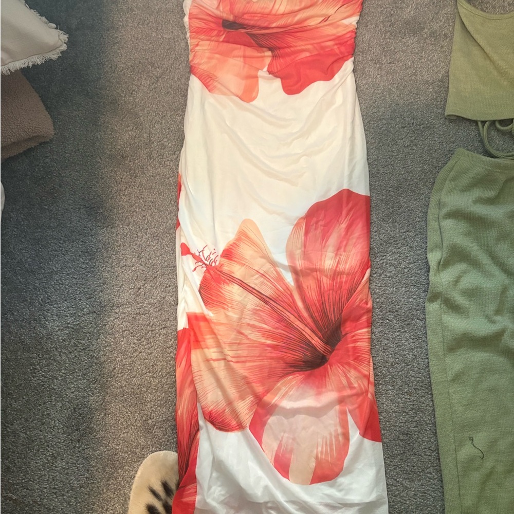 H&M Red and White Floral Maxi Dress